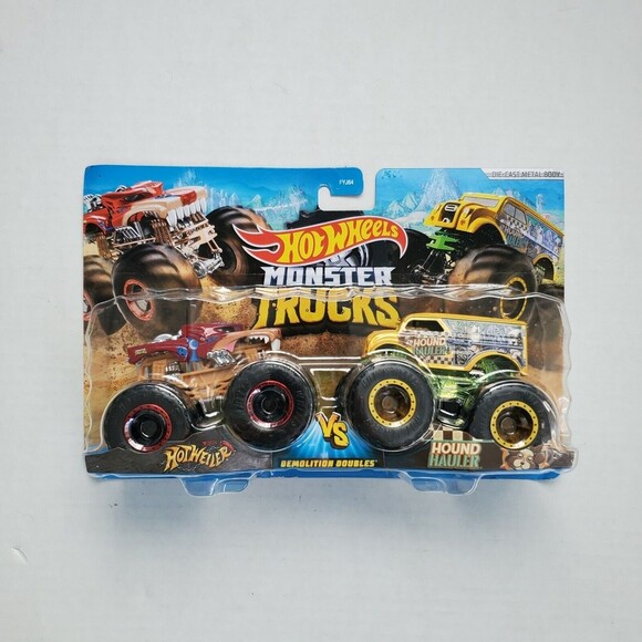 Hot Wheels Monster Trucks 2020 HotWeiler vs Hound Houler Demolition Db 2Pck 1:64 - Picture 1 of 8
